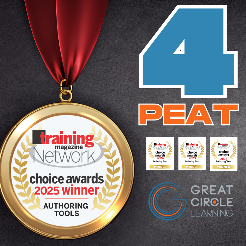 🏆Training Magazine Network Choice Award: Four Years in a Row!🏆

We are thrilled to announce that we've won the Training Magazine Network Choice Award for Authoring Tools for the fourth consecutive year!  A huge thank you to our incredible community for your trust and support.
