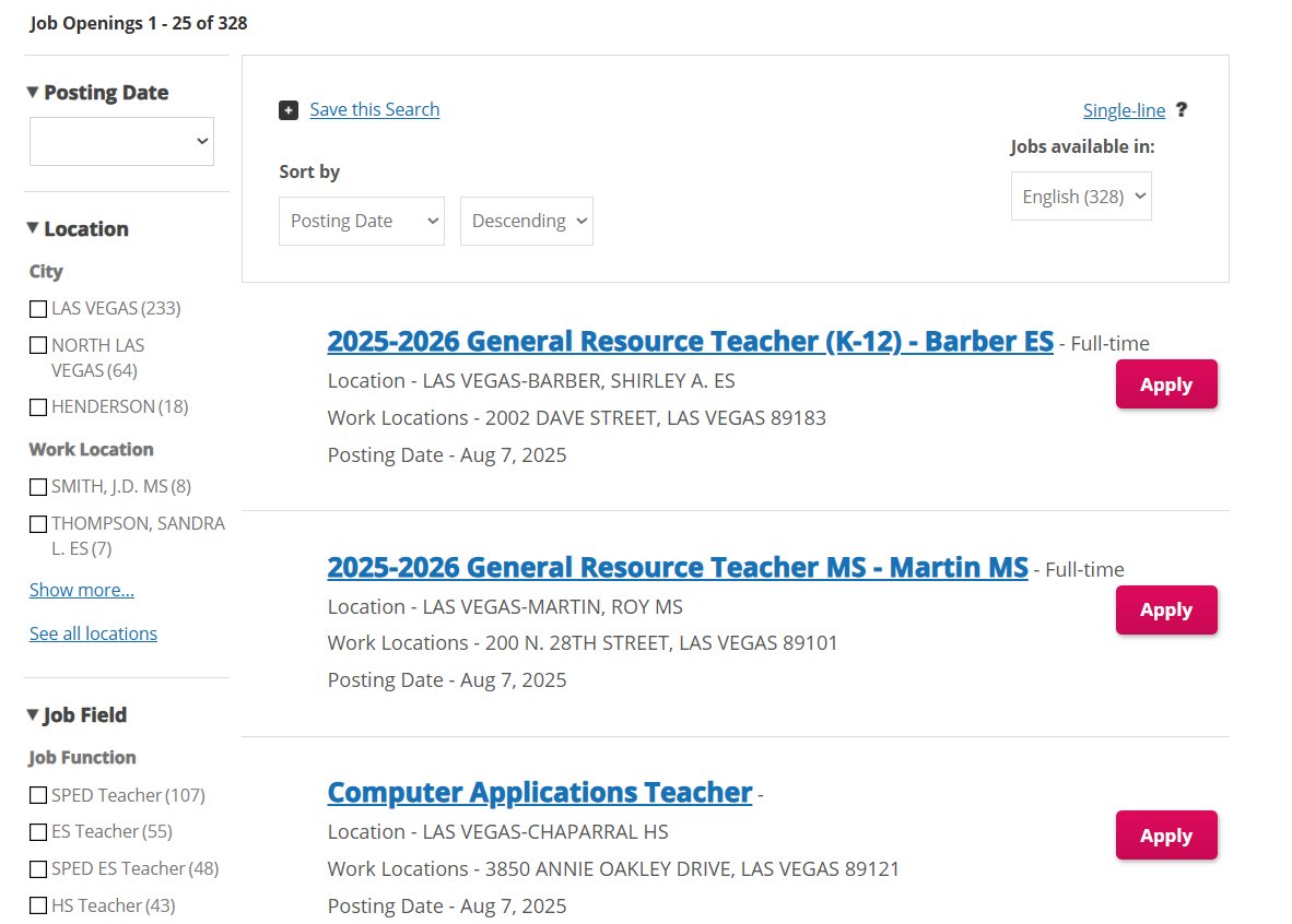 VictorJoecks's tweet image. As the new school year begins, @ClarkCountySch has only 328 job openings for teachers and other licensed personnel. 
That's a major improvement compared to last year when it had 1,100+ openings.