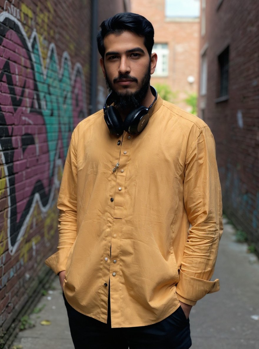 Promptopia4's tweet image. Young person posing in front of a graffiti-covered wall in a narrow alleyway, oversized jacket, headphones around neck, confident body language, muted city color palette, 4K depth, no face change.
#SecretStory #bb27 #RevengedLove