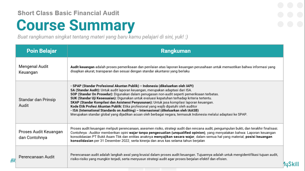 Irfn_14's tweet photo. Ikut short class Financial Audit Fundamental di #LearnatMySkill @myskill_id jadi pengalaman yang sangat bermanfaat buat aku https://t.co/xC3exN1bPP