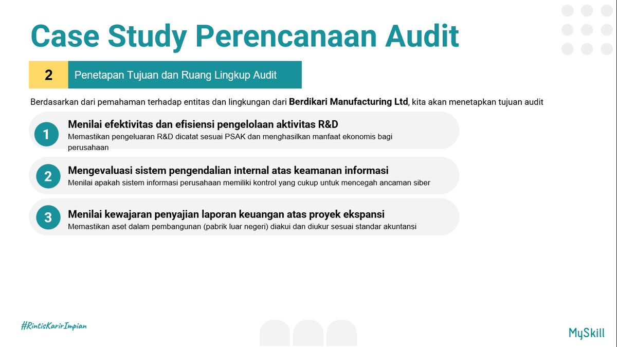 Irfn_14's tweet photo. Ikut short class Financial Audit Fundamental di #LearnatMySkill @myskill_id jadi pengalaman yang sangat bermanfaat buat aku https://t.co/xC3exN1bPP