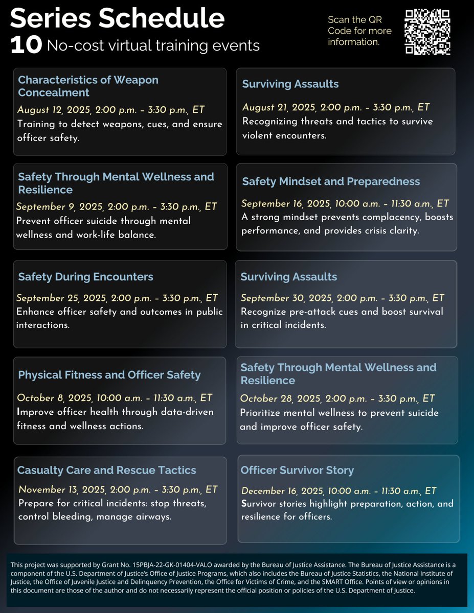 SAFLEOprogram's tweet image. 🚔 New VALOR Newsletter! Explore Our Latest Virtual Training Series. Our newest 10-session virtual training is designed to equip officers at all levels with the skills and strategies to survive and thrive!
🔗 Register &amp;amp; Learn More in the VALOR Newsletter:
createsend.com/t/t-33ED6DD3B1…
