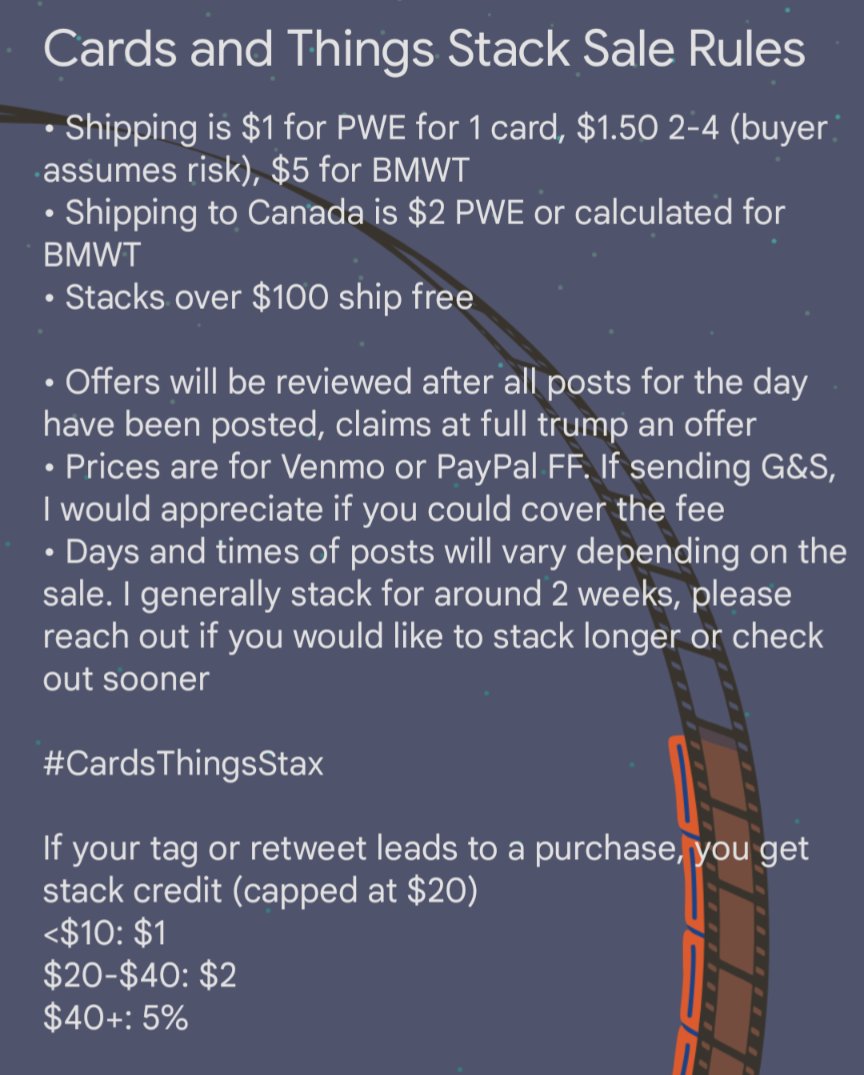 🚨SALE THIS SUNDAY NIGHT!! 🚨

Retweet this tweet for your chance at $15 stack credit!
Must be following 

#CardsThingsStax