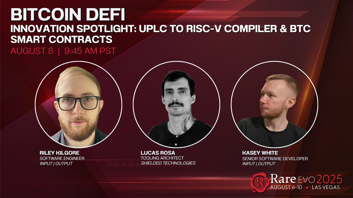 These three legends of the space... <a href="/rvcas/">Lucas</a> <a href="/MicroProofs/">MicroProofs</a> &amp; <a href="/ILikeCardano/">Riley</a> take the #RareEvo25 stage now with a #Bitcoin DeFi Innovation Spotlight!