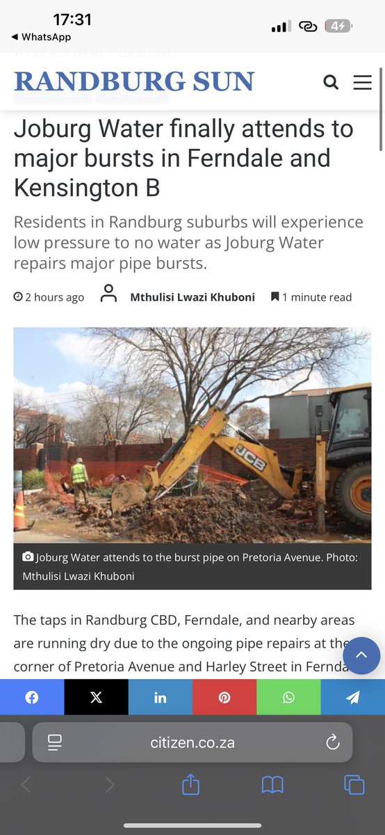 Lawrence Manaka (@lawrence_manaka) on Twitter photo On Wednesday MPL <a href="/VuyiswaRamokgop/">Vuyiswa Ramokgopa</a> brought this issue to the attention of the city and a day later they have already started work to repair it.
All of this in a space of a day!
They actually can fix JHB they just don’t have the will to!
#WeNeedNewLeaders #RISEMzansiAtWork On Wednesday MPL <a href="/VuyiswaRamokgop/">Vuyiswa Ramokgopa</a> brought this issue to the attention of the city and a day later they have already started work to repair it.
All of this in a space of a day!
They actually can fix JHB they just don’t have the will to!
#WeNeedNewLeaders #RISEMzansiAtWork