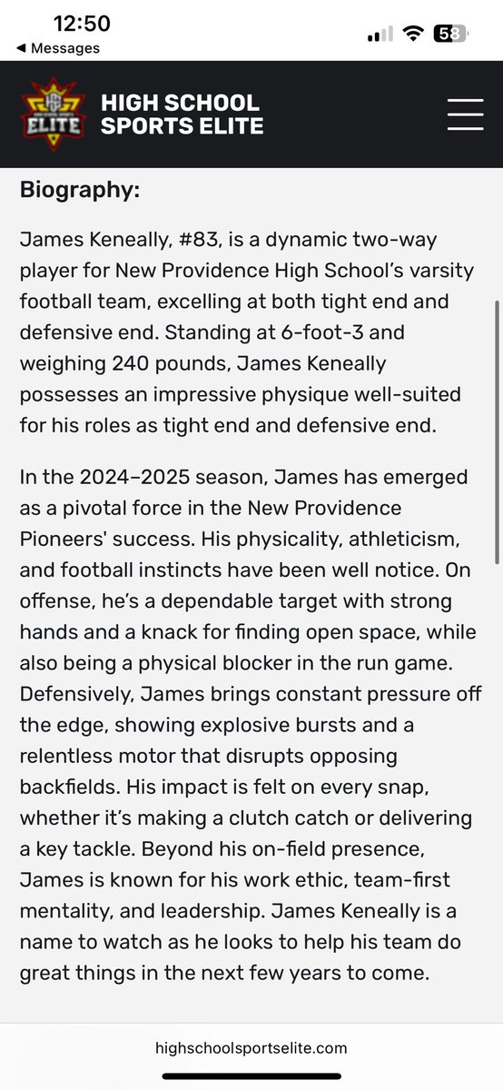 Thank you to high school sports elite for the write up!