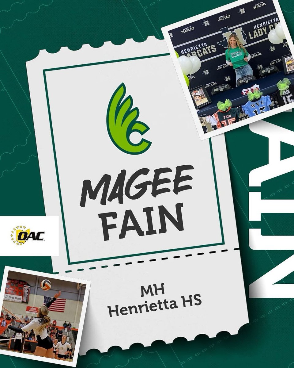 Joining us all the way from Wichita Falls, Texas is MH, Magee Fain! She will be majoring in Agriculture. Welcome to WCVB, Magee! 🤩🏐💚