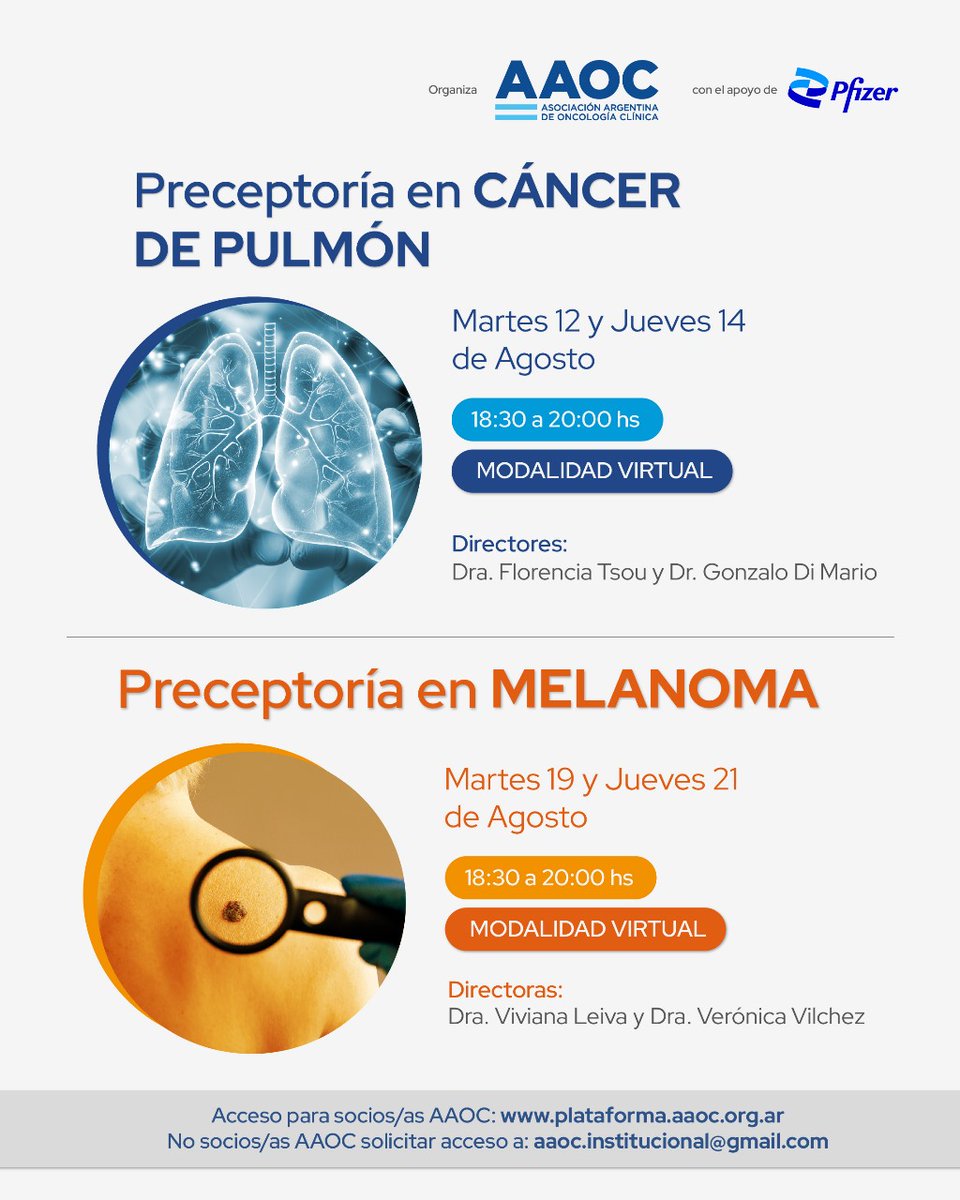 Asociación Argentina de Oncología Clínica (AAOC) (@aaoncoclinica) on Twitter photo Acceso para socios/socias AAOC:
plataforma.aaoc.org.ar
No socios/socias AAOC gestionar acceso en:
aaoc.institucional@gmail.com Acceso para socios/socias AAOC:
plataforma.aaoc.org.ar
No socios/socias AAOC gestionar acceso en:
aaoc.institucional@gmail.com