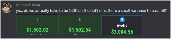 I literally... tried to make my day 2.... $1502.02
because 50% consistency rule and was like nah

I better ask the <a href="/Topstep/">Topstep</a> discord if i actually need to lol

WE STACKING ACCOUNTS
5 ACCOUNTS
1K DAYS = 5K DAYS
LETS MAKE IT HAPPEN 💰👑
$NQ $ES $QQQ $SPY