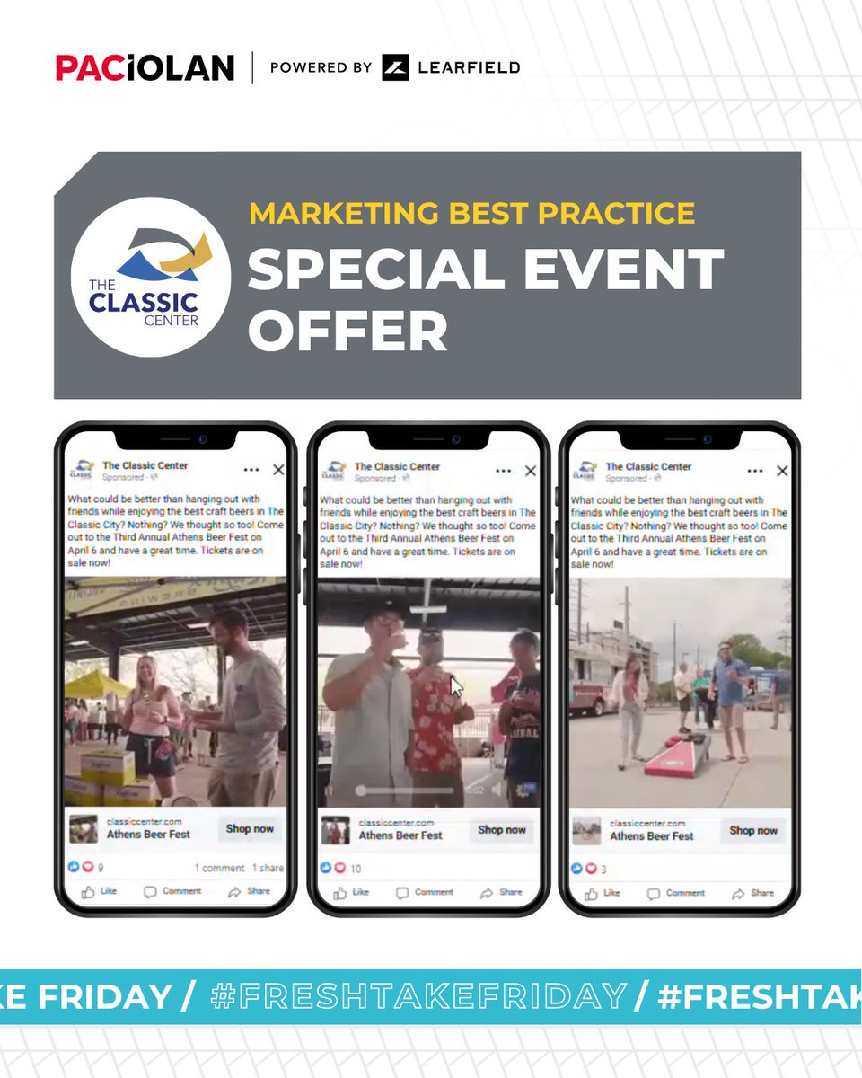 Paciolan (@paciolantix) on Twitter photo #FreshTakeFriday π» Cheers to smart marketing!
The Classic Center used quick-hit, organic videos from last year's Beer Fest to hype this year's eventβ& it worked.
π― 297 conversions
π° $20.33 avg. ROAS
π bit.ly/46Jb9OR
#PACcommunity #PACBestPractices <a href="/AkinsFordArena/">Akins Ford Arena</a> #FreshTakeFriday π» Cheers to smart marketing!
The Classic Center used quick-hit, organic videos from last year's Beer Fest to hype this year's eventβ& it worked.
π― 297 conversions
π° $20.33 avg. ROAS
π bit.ly/46Jb9OR
#PACcommunity #PACBestPractices <a href="/AkinsFordArena/">Akins Ford Arena</a>