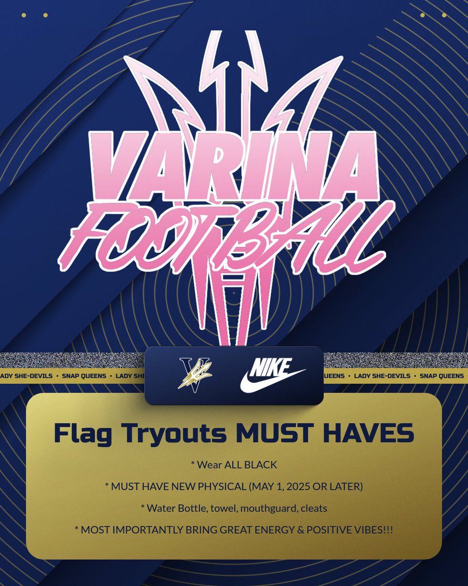 Lady flag football tryouts is almost here!!!