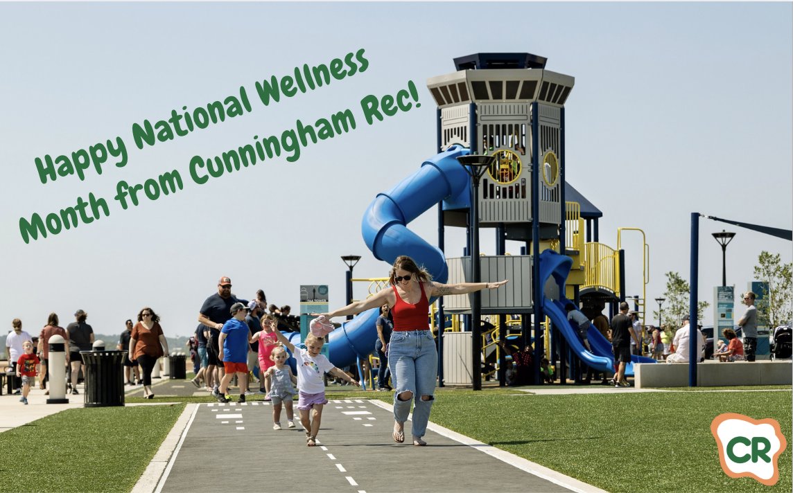 🌿 August is National Wellness Month — a time to focus on self-care, healthy habits, and community well-being!

At Cunningham Recreation, we believe wellness starts with PLAY. 💪 Whether it’s a stroll through the park, climbing on a playground, or gathering with neighbors