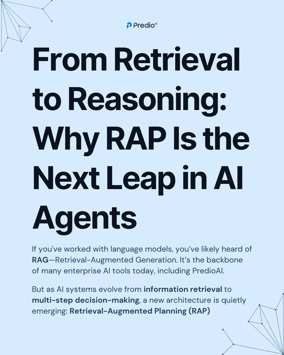 PredioAI's tweet image. You’ve heard of RAG—now meet its action-oriented cousin, RAP. While RAG fetches answers, Retrieval-Augmented Planning takes it a step further—thinking ahead, planning tasks, and driving outcomes.✨

#AIinRealEstate #PropTech #RAGvsRAP #PredioAI #ArtificialIntelligence