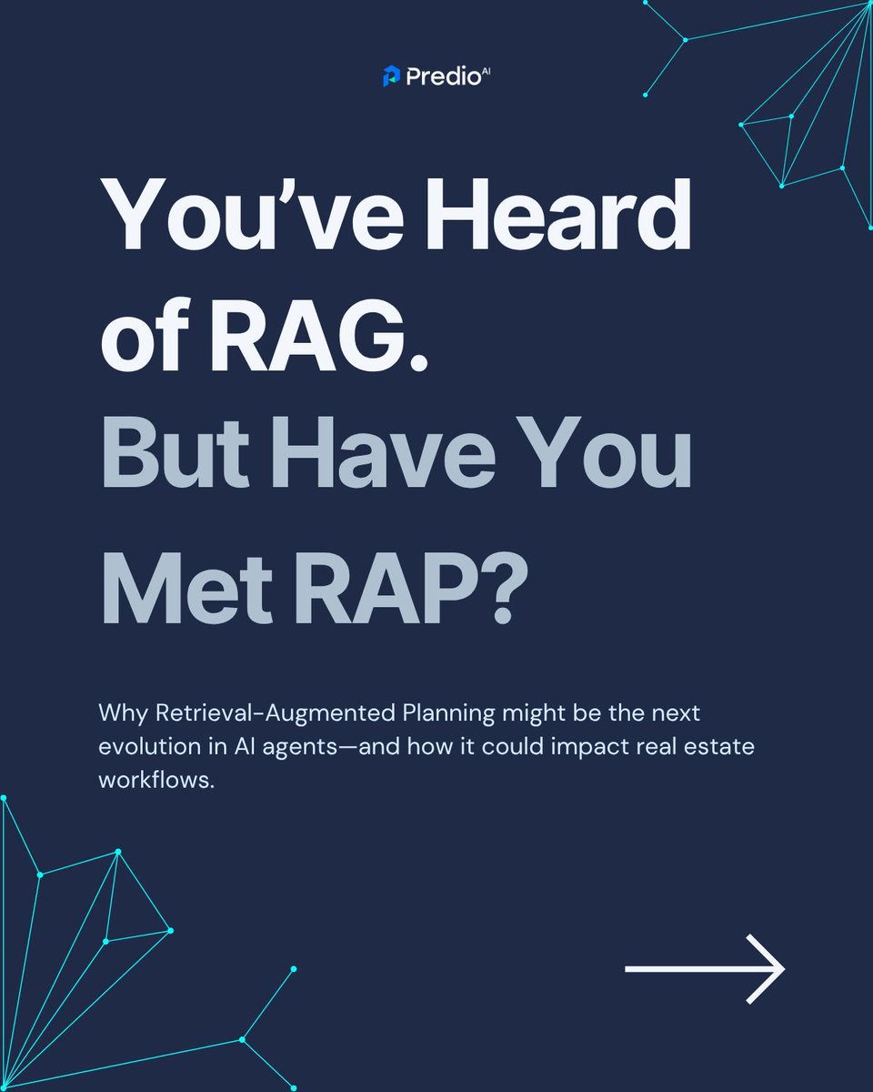 PredioAI's tweet image. You’ve heard of RAG—now meet its action-oriented cousin, RAP. While RAG fetches answers, Retrieval-Augmented Planning takes it a step further—thinking ahead, planning tasks, and driving outcomes.✨

#AIinRealEstate #PropTech #RAGvsRAP #PredioAI #ArtificialIntelligence