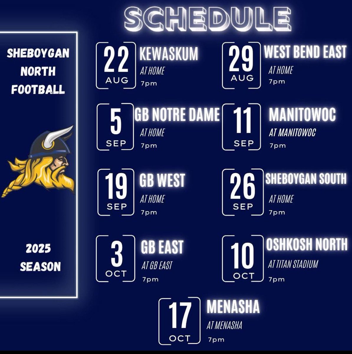 The 2025 Season Commences! 
We kick off with a home game and play against South for HOCO! Come support and make some memories! Good luck to our players and coaches!
#wearenorth #bettertogether #FN5GL <a href="/TMobile/">T-Mobile</a>