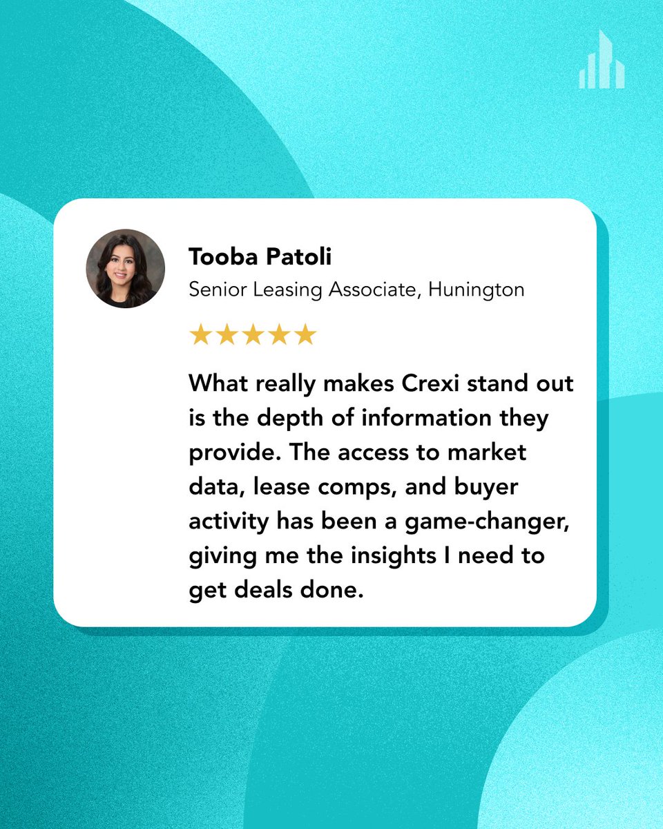 PRO broker Tooba Patoli <a href="/CREgir1/">CREgirl</a> uses Crexi to access market data, lease comps, and buyer activity—all the insights she needs to close more deals.

Want to get deals done faster?
👉 Check out broker plans on Crexi: bit.ly/4mxh129

#Crexi #CrexiPRO #CRE #CREBroker