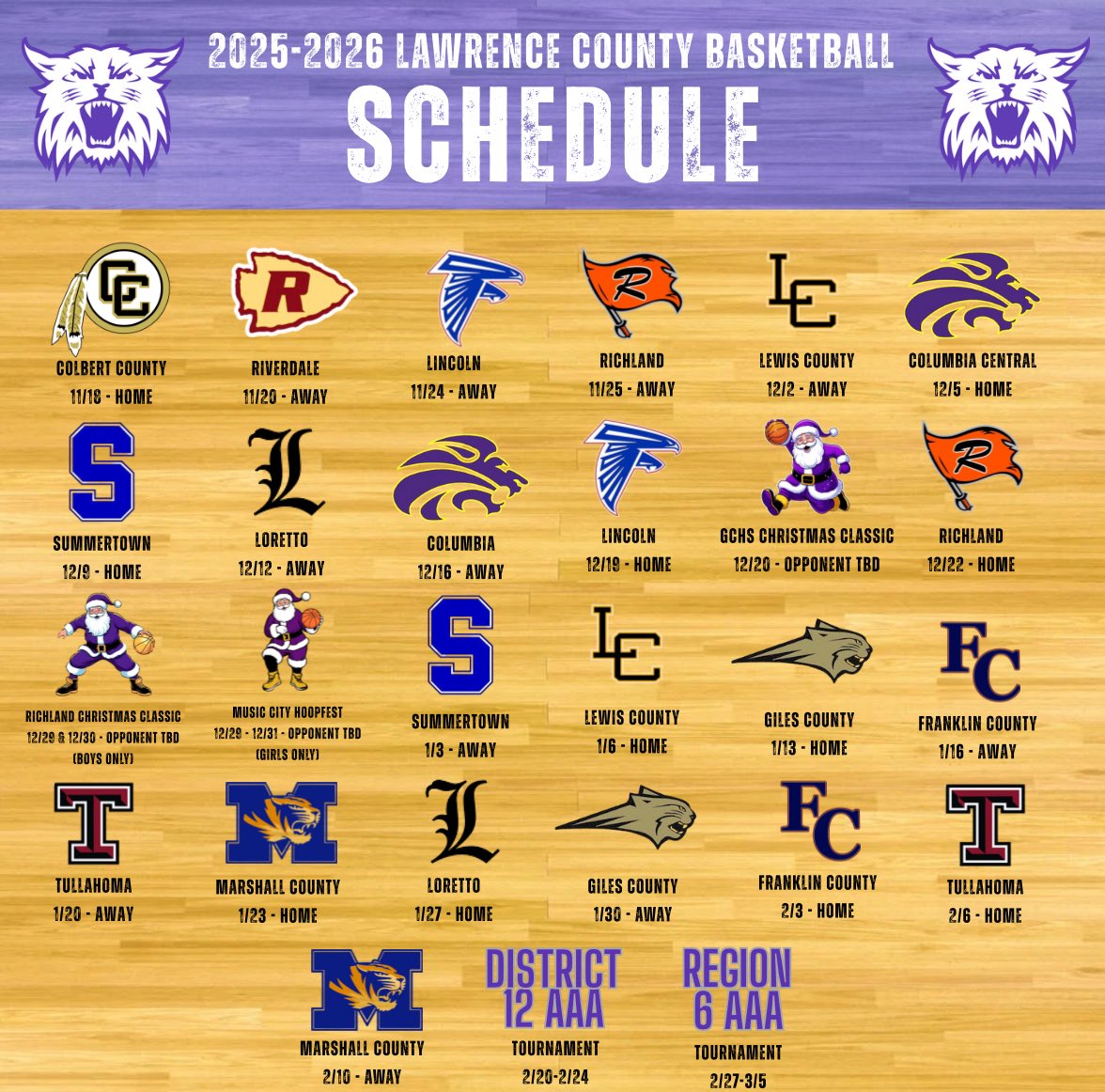 25-26 Schedule drop. See y’all soon.