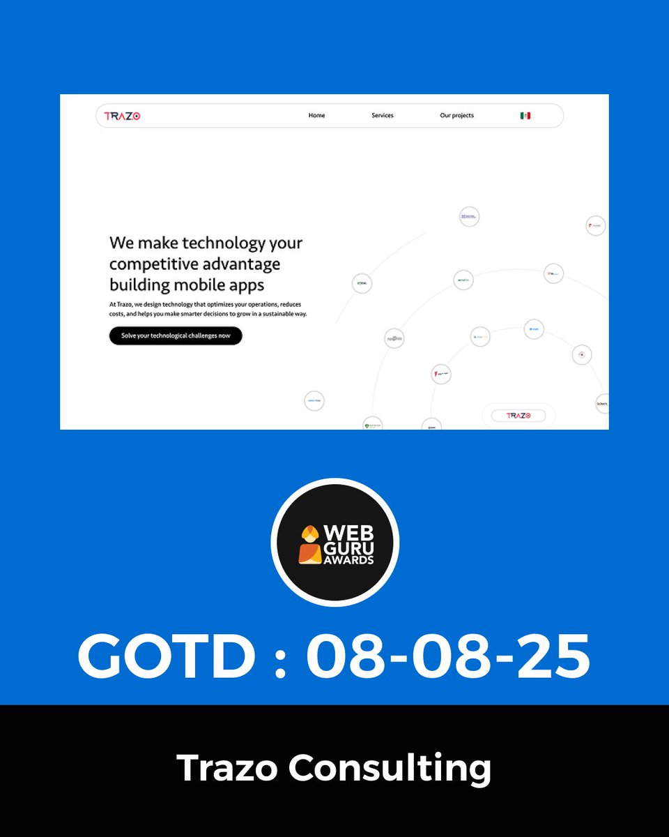 webguruawards's tweet image. 🏆 Guru of the Day – 8 Aug 2025 🏆

✨ Trazo Consulting from Mexico empowers startups &amp;amp; SMEs with AI tools, cloud solutions &amp;amp; custom apps to boost growth &amp;amp; efficiency. 🚀

🌐 trazo.pro/en/index.html

#Trazo #TechConsulting #CloudSolutions #GuruOfTheDay #WebGuruAwards