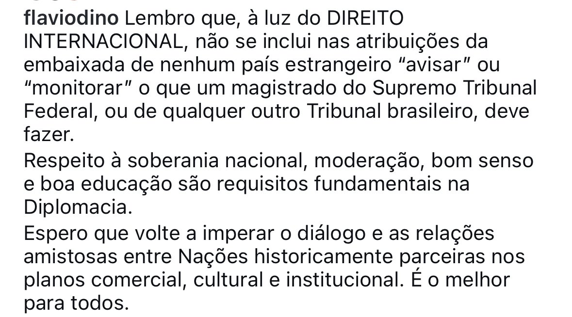 Parabéns ao ministro Flávio Dino pela resposta.