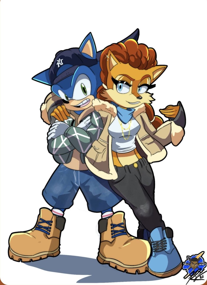 I'm both super hype and super sad for the Sonic x Timberland event in Shibuya!!  I had to get this drawing of Sonic and Sally in their Timbs done in anticipation through! What other Sonic characters would rock this style? #Sonic #Sonally #Timberland #AnimeArt #StreetFashion #NYC