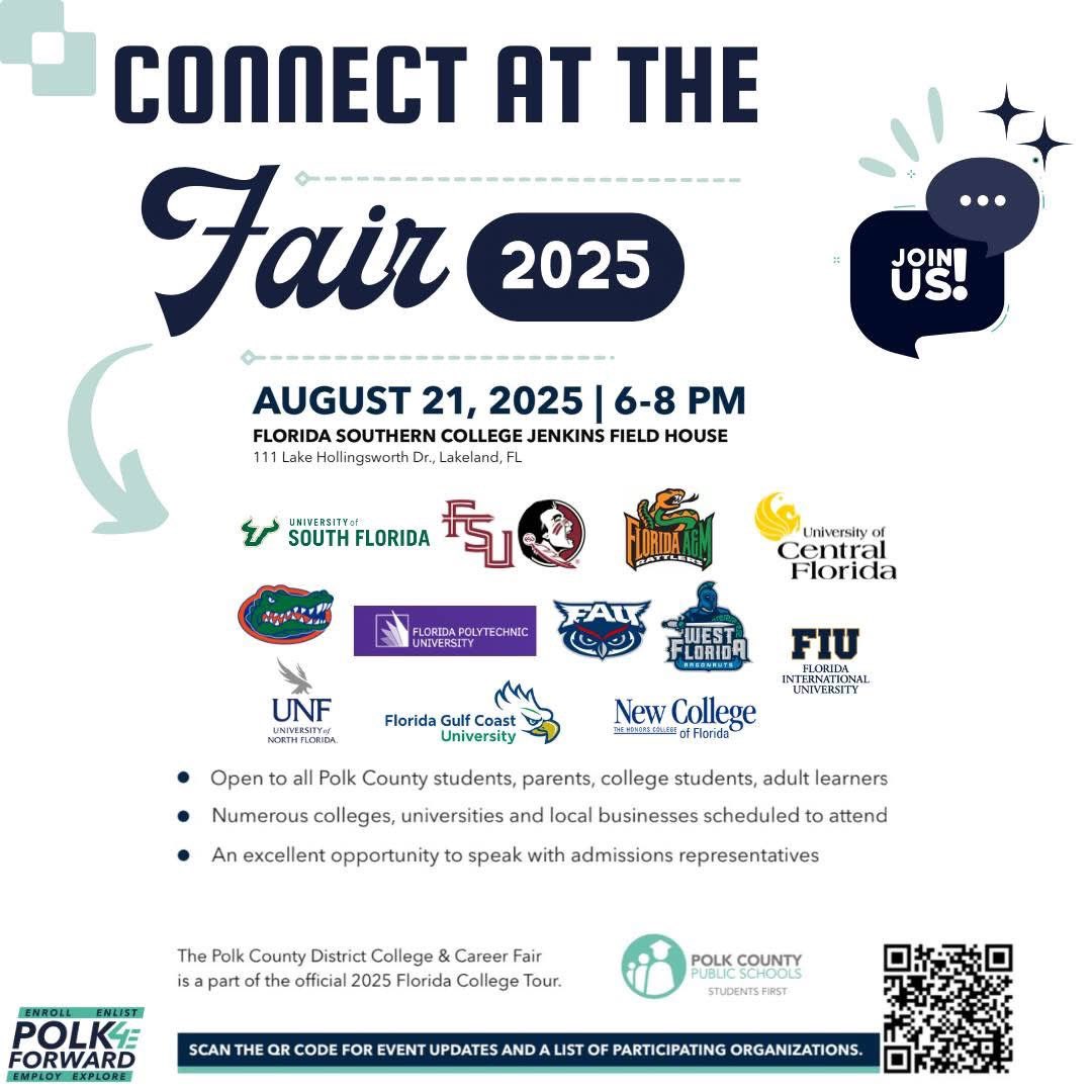 Tubbs_Tidbits's tweet photo. #TubbsTidbit
Listen. If the 2025 Polk District College and Career Fair isn’t on your calendar… unfriend me 😆.
🎓 Whether you're ready to Enroll, Enlist, Employ, or Explore — this is your next step forward.
#Polk4EForward #CollegeAndCareerReady #4Es #FutureFocused https://t.co/hr9v9gw8rA