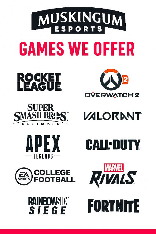 Muskies_Esports's tweet photo. We are still recruiting current/incoming students for this year as well as students for future years!

Here are some updates for what we will possibly compete in: 
- EA College Football 26 will be replacing Madden
- Adding a Marvel Rivals, Call of Duty, and Apex Legends team https://t.co/t2JsIalHmq