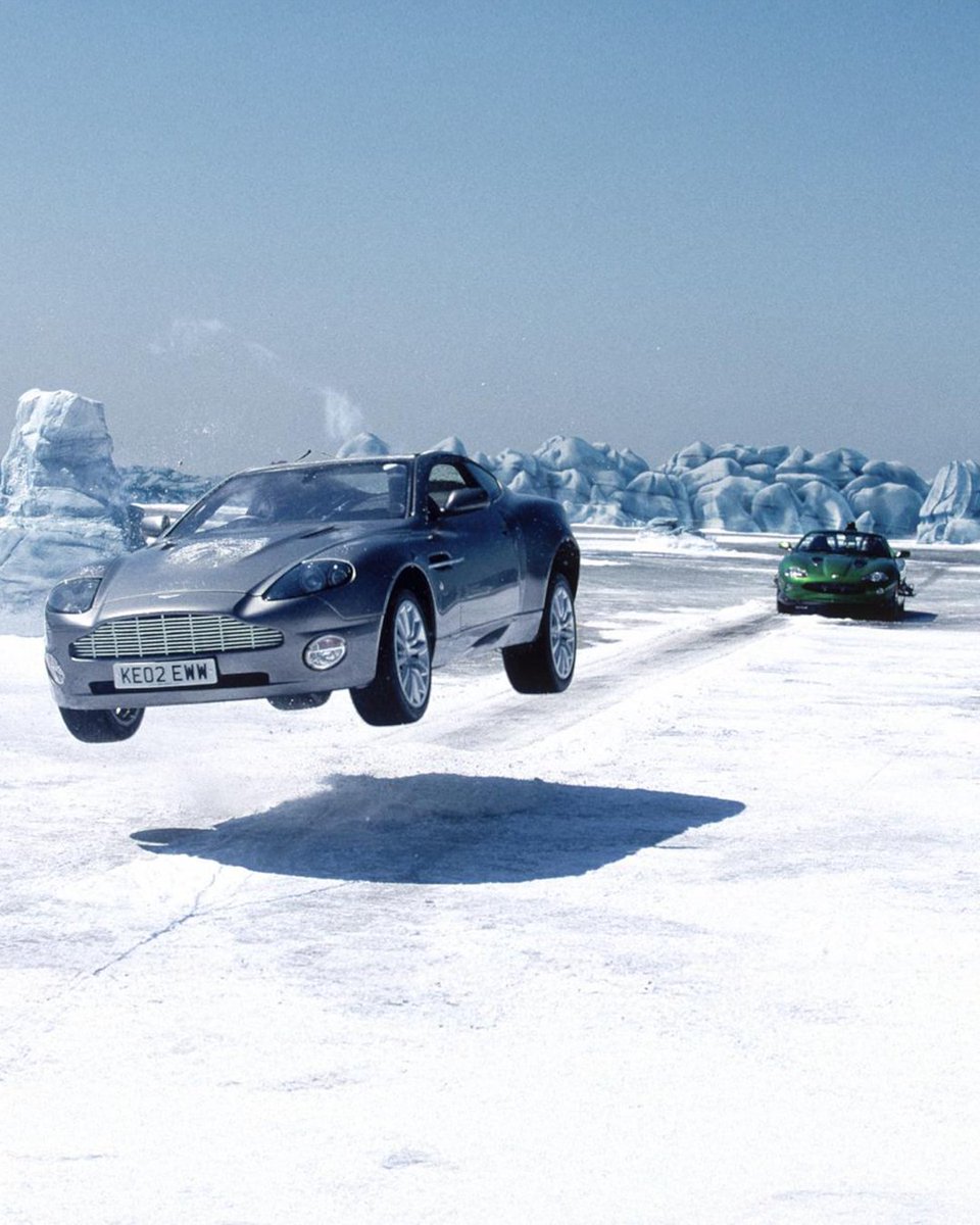 IntlSpyMuseum's tweet image. Who remembers this iconic chase scene from Die Another Day? Relive the action at #BondInMotion, where you can see 17 Bond vehicles on display, including the 2002 Aston Martin V12 Vanquish and the 2002 Jaguar XKR, used in the movie. 

See these vehicles before they drive off on