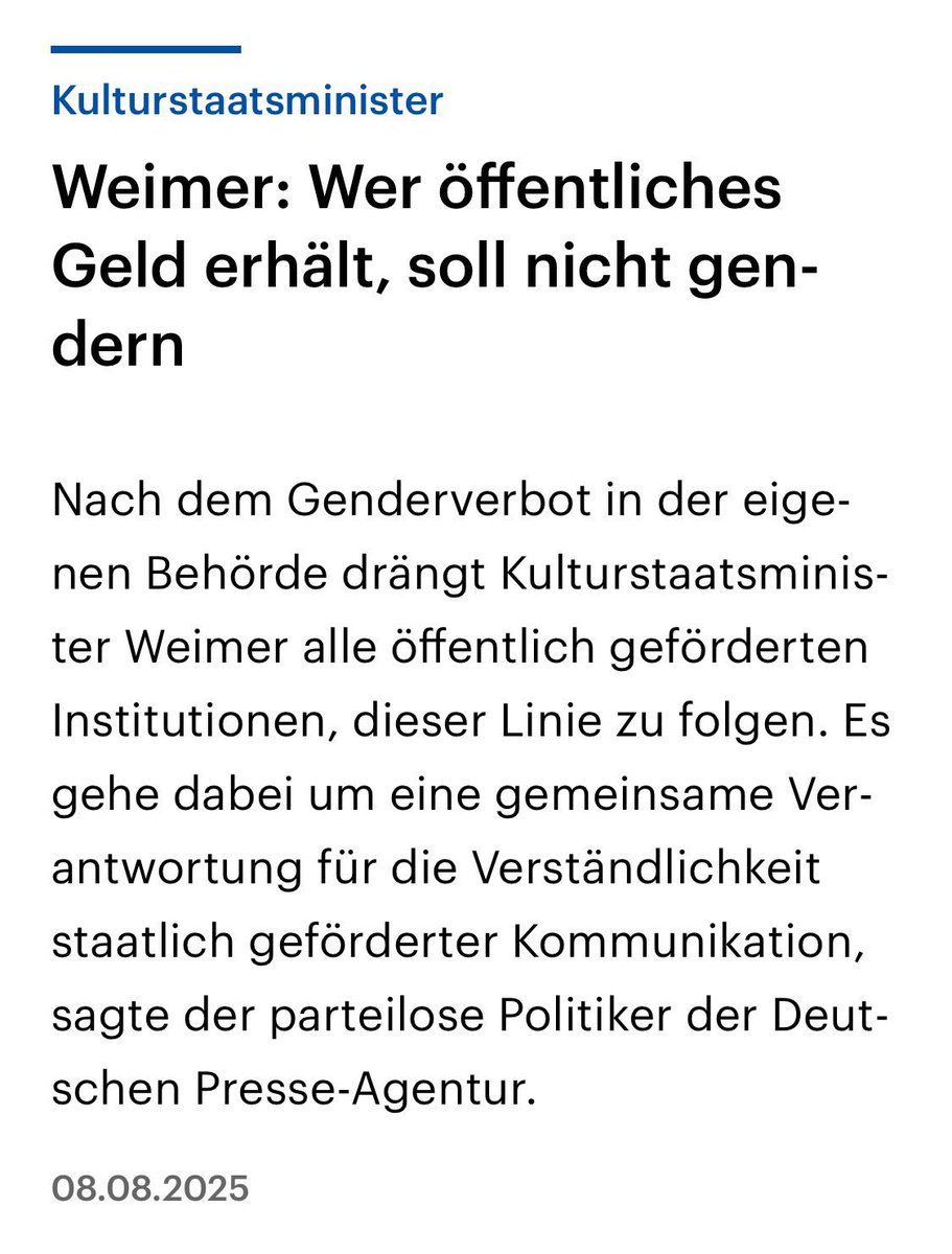Wie kleingeistig muss man bloß sein, um sich so am Thema Sprache zu verbeißen wie Kulturstaatsminister Weimer?! 🤯
