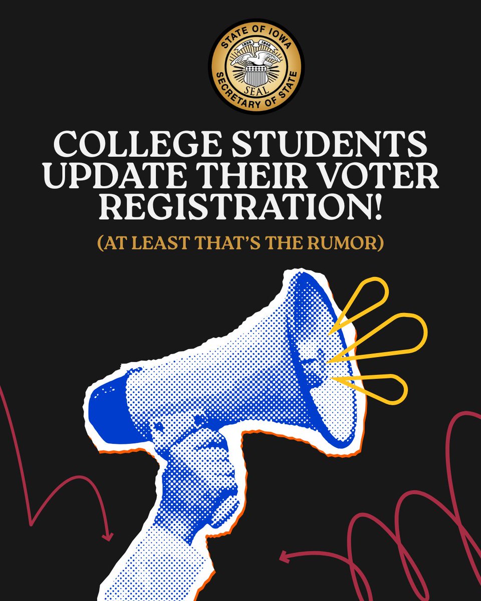 Hey college students—did you move this year? Make sure your voter registration has your current address. Planning to vote absentee? Get your county auditor’s info now. And remember, in Iowa you can register on Election Day with the right ID and proof of address.