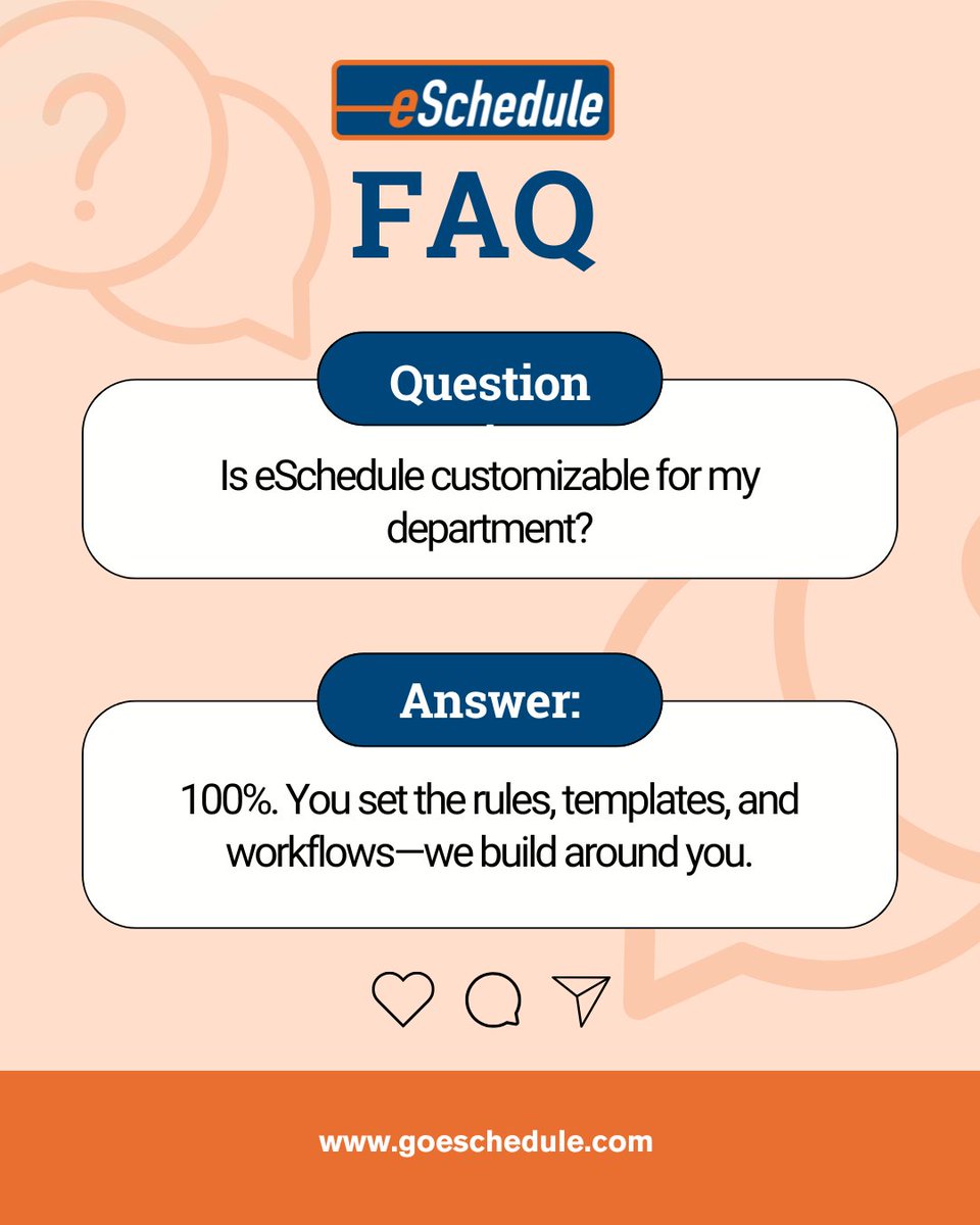 goeschedule's tweet image. Yes, eSchedule is fully customizable. 💡
You set the rules—we build around your workflows, shift types, and alerts.
#eSchedule #SmartScheduling #ShiftManagement #EMSAdmin #FireDepartment #PoliceTech #DispatcherLife #WorkforceSolutions #PublicSafetyTools #CustomScheduling