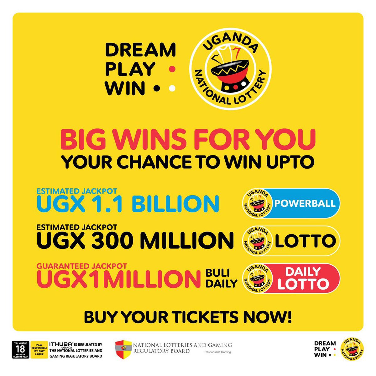 🅰🅻🅴🅼🅰 (@alema_harold) on Twitter photo Your weekend of BIG jackpots starts here! 💥
Play now via *278#, *252#, *185#, on <a href="/airtelmoneyug/">Airtel Money Uganda</a> at bit.ly/3xoZfdM or any authorized shop.
18+. Play responsibly.
#DreamPlayWin #UgandaNationalLottery Your weekend of BIG jackpots starts here! 💥
Play now via *278#, *252#, *185#, on <a href="/airtelmoneyug/">Airtel Money Uganda</a> at bit.ly/3xoZfdM or any authorized shop.
18+. Play responsibly.
#DreamPlayWin #UgandaNationalLottery