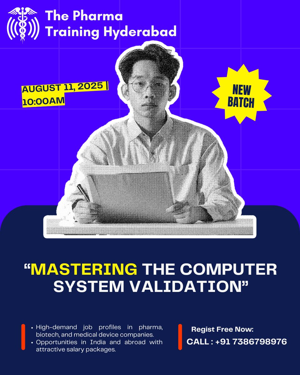 THEPHARMA378021's tweet image. The Pharma Training Hyderabad 
thepharmatraininghyderabad.com 

#21CFRPart11
#CSVPharma
#CSVGlobalJobs
#CSVAbroadCareers
#DataIntegrityCompliance
#PharmaComplianceJobs
#BestCSVInstituteHyderabad
#PharmaValidation
#CSVExpertTraining
#PharmaITCareers
#PharmaIndustryJobs
#PharmaJobsAbroad