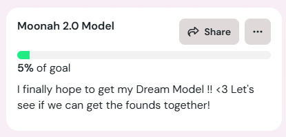 I just got a contribution to my Moonah 2.0 Goal on Ko-fi!

Thank you moo-much!!!

🟩⬜⬜⬜⬜⬜⬜⬜⬜⬜ 
5% of goal on Ko-fi reached! 
ko-fi.com/moonahceleste/…