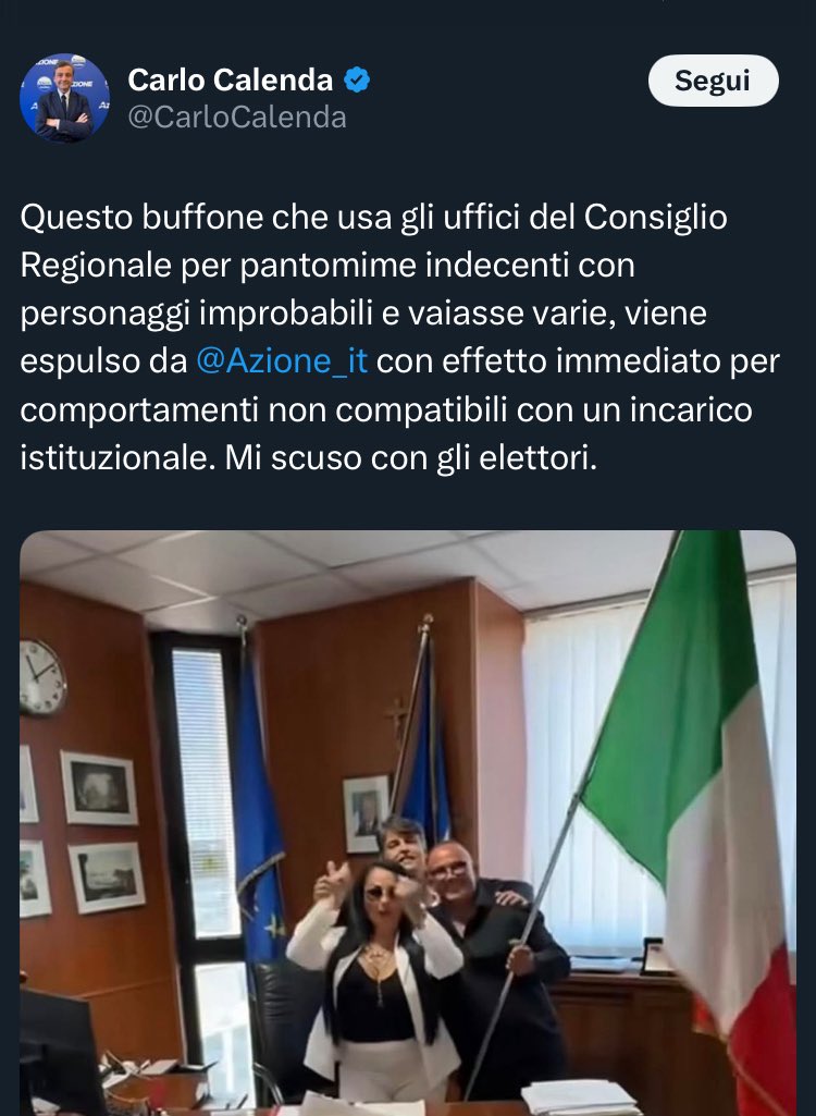 Avete fatto allontanare tanta gente seria, preparata e sincera per far eleggere un manipolo di scappati di casa senz’arte e né parte solo perché (forse) portavano un minuscolo pacchettino di voti. Ve lo meritate il Consigliere che fa le sceneggiate con la De Crescenzo!