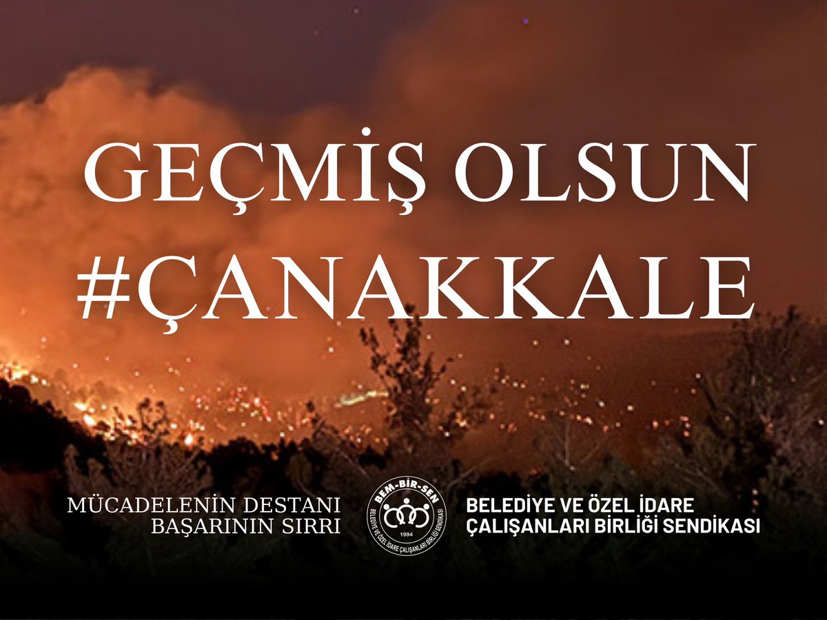 Geçmiş Olsun 

#Çanakkale ilimizde meydana gelen orman yangınından etkilenen vatandaşlarımıza geçmiş olsun dileklerimizi iletiyor;  

Yangınla mücadele eden itfaiyecilerimiz ve orman işletmeleri çalışanlarımız başta olmak üzere acil müdahale ekiplerine, kamu görevlilerine, tüm
