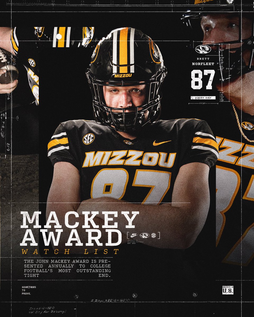 Brett Norfleet named to the Mackey Award Watch List

#MIZ | #STP