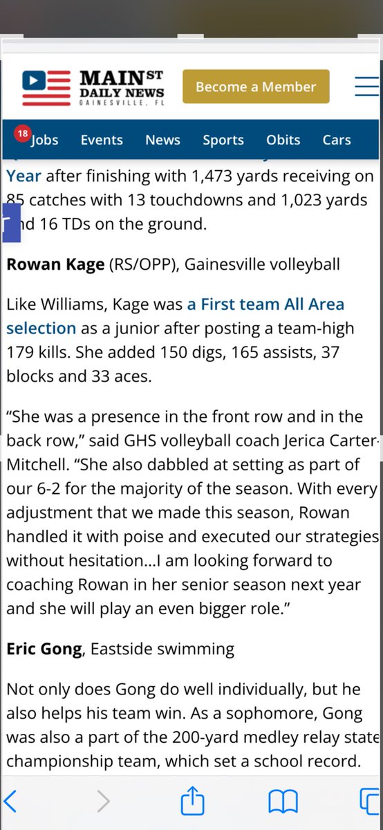 Our senior RS Rowan Kage recognized by <a href="/NewsGainesville/">Mainstreet Daily News Gainesville</a> as one of 10 Alachua County athletes to watch in 2025-26