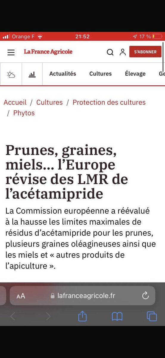 <a href="/Clemence_Guette/">Clémence Guetté</a> Une grande victoire pour les importateurs, l’UE vient juste de remonter la limite d’acetamipride dans les aliments importés… bande de 🤡 vous tuez lés producteurs français…