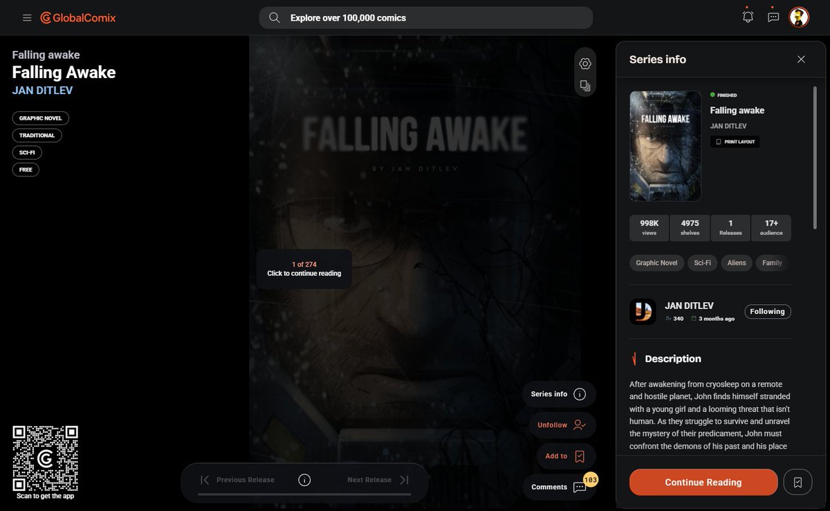 GlobalComix (@globalcomix) on Twitter photo Falling Awake by <a href="/janditlev/">Jan Ditlev</a> is nearing a major milestone - 1 million pages read. 👀
If you haven't started yet, now is the time. Find out why so many readers love it.
Start reading here: globalcomix.com/read/5faf5133-… Falling Awake by <a href="/janditlev/">Jan Ditlev</a> is nearing a major milestone - 1 million pages read. 👀
If you haven't started yet, now is the time. Find out why so many readers love it.
Start reading here: globalcomix.com/read/5faf5133-…
