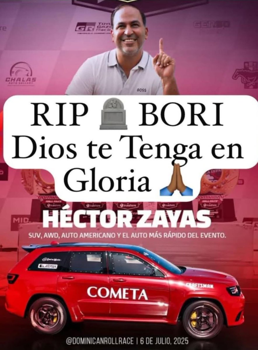 wilkinmeta's tweet photo. Muere el piloto Héctor “El Bori” Zayas tras la explosión de su vehículo cuando intentaba romper un récord de velocidad. Luto en el automovilismo caribeño. https://t.co/hMXLtWQD9G