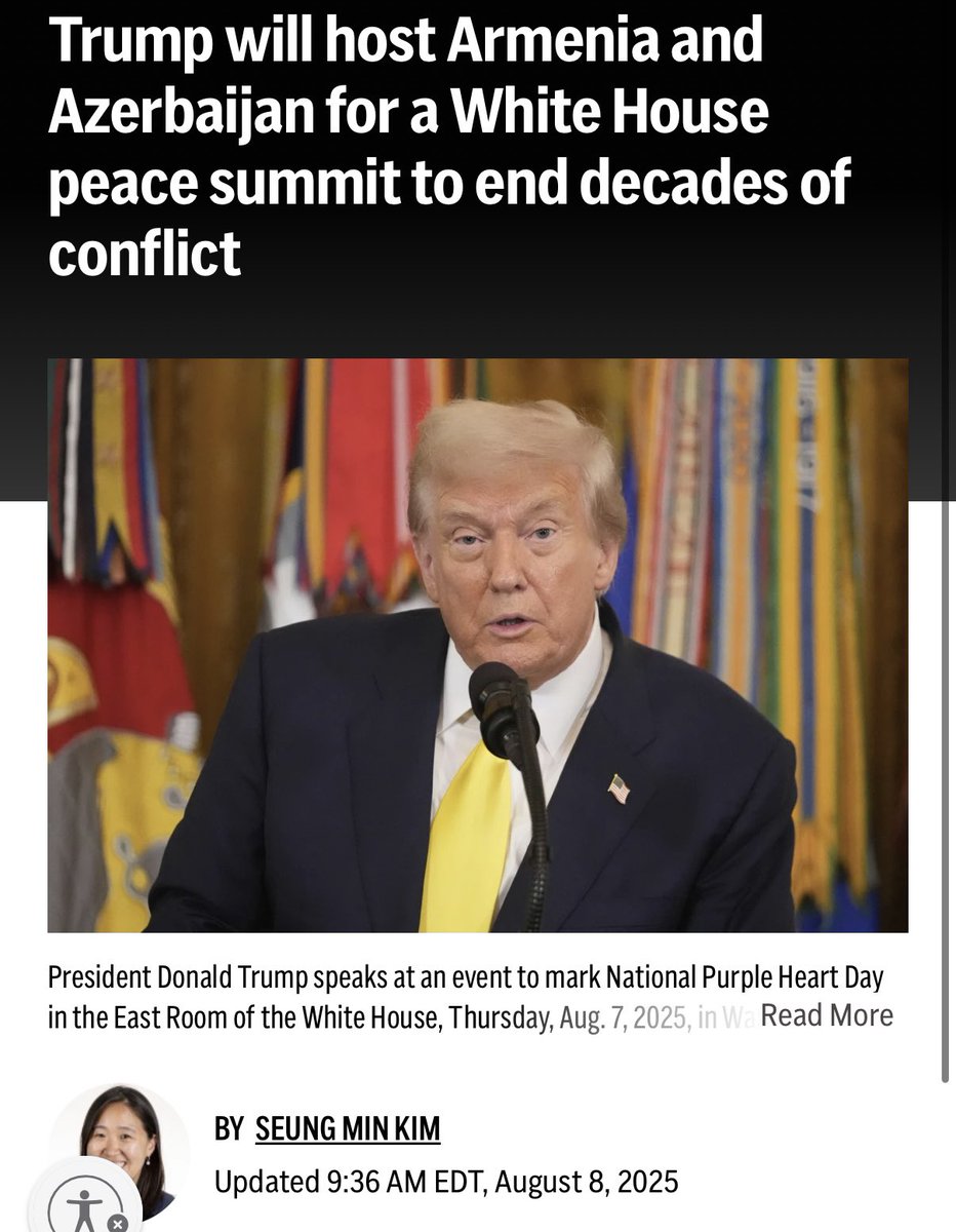 AnnaKelly47's tweet image. Why did @AP water down this headline about President Trump’s historic peace summit?

FACT: Armenia and Azerbaijan have endured 35 years of conflict. Many, including Biden, tried to bring peace - but only President Trump got it done!