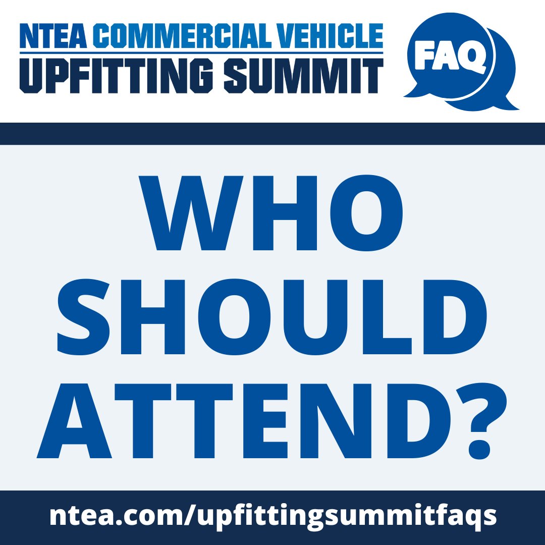 nteanews's tweet image. #FAQFriday: 
✅ Upfitters &amp;amp; modifiers
✅ Fleet pros
✅ Installers &amp;amp; engineers
#NTEACVUS is for YOU.

📘 More FAQs: ntea.com/events/commerc…
#Upfitting #UpfittingSummit #WorkTrucks