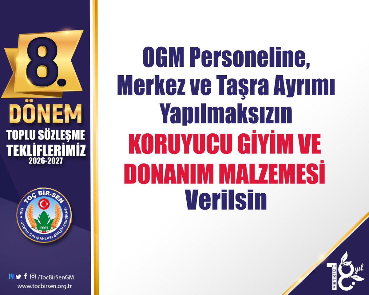 TocBirSenGM's tweet photo. ✅ OGM Personeline Merkez ve Taşra Ayrımı Yapılmaksızın Koruyucu Giyim ve Donanım Malzemesi Verilsin
#ToçBirSeninTeklifi
#MemurunTeklifi https://t.co/igr9tFFKmF