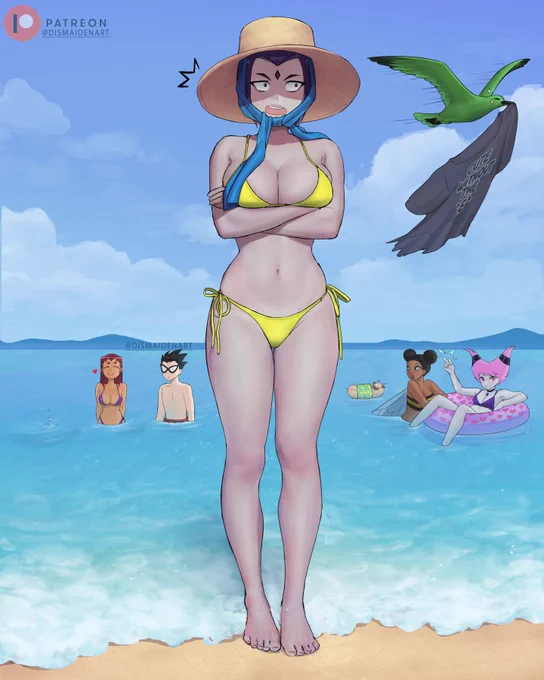 Goth girls like the beach too right? Raven (and Beast Boy) from Teen Titans!