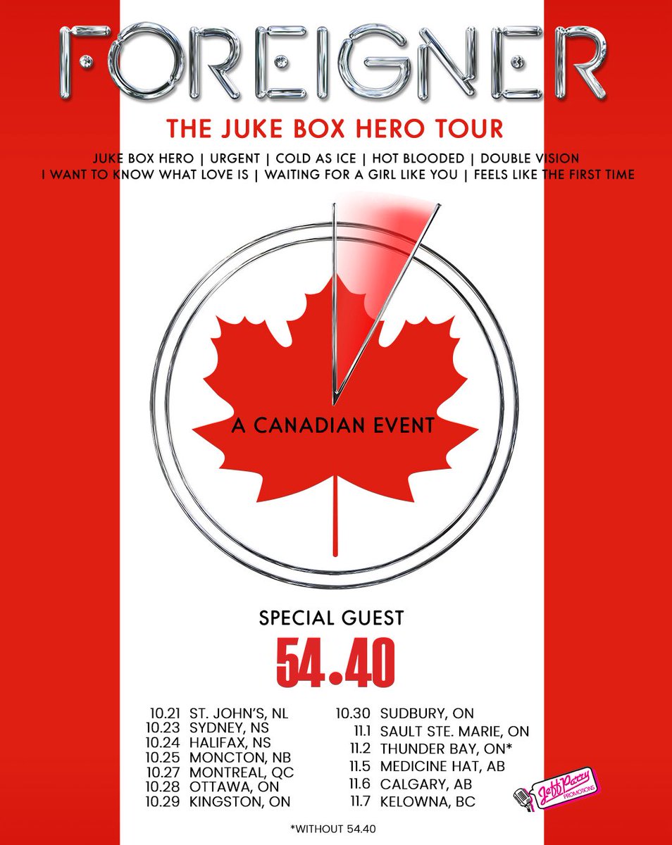 Canada, are you ready to rock with Foreigner?! 🇨🇦 The Juke Box Hero Tour is coming with support from Vancouver natives <a href="/5440/">54 40</a> and you can grab your tickets now: foreigneronline.com/tour