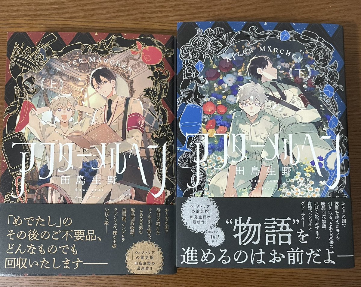 漫画「アフターメルヘン」読了〜！やっぱり童話が基になってるお話は面白すぎる…！『醜いものが美しいものを磨き上げる。だからこそ残酷なものは可哀想だけど心惹かれる』この言葉がとても好き…。