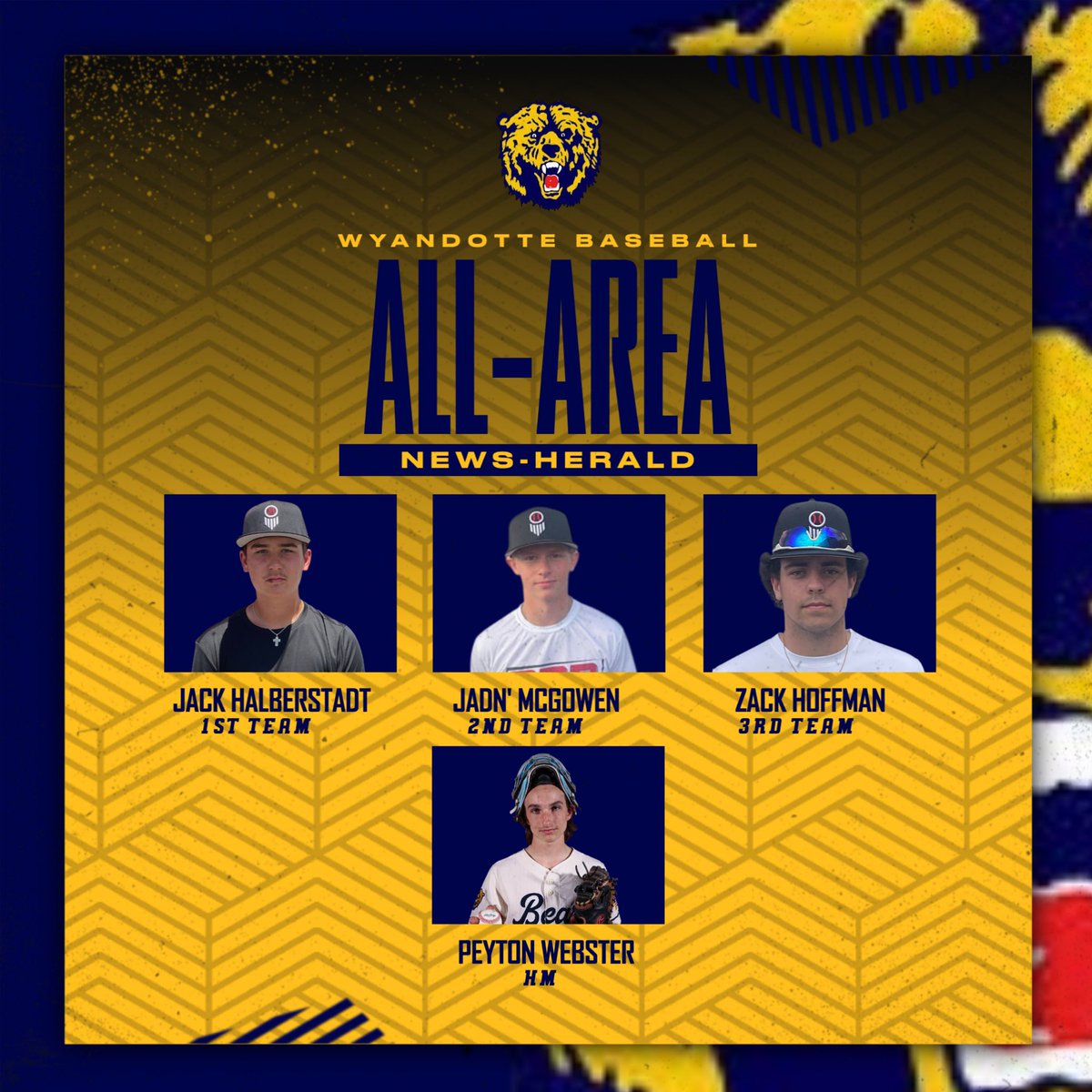 Congrats to these four Bears on being honored by <a href="/NewsHeraldMI/">The News-Herald</a> as All-Area players! 

1st Team: ‘27 <a href="/Halberstad6Jack/">Jack Halberstadt</a> 
2nd Team: ‘25 <a href="/jadn_mcgowen/">jadn mcgowen</a>
3rd Team: ‘27 <a href="/Zack94988442/">Zack Hoffman</a> 
Honorable Mention: ‘25 <a href="/PeytonWebster11/">Peyton Webster</a>

#BFL 🐻