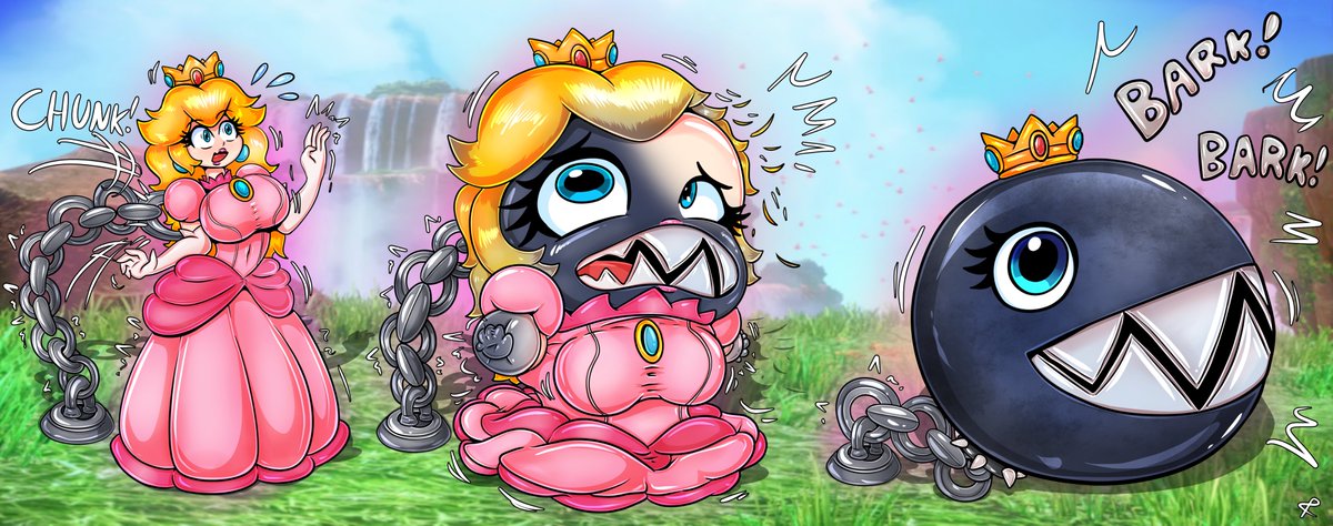 ProjectPorygon's tweet photo. Heres the patreon voted monthly sequence from may: A princess peach chain chomp transformation! Would this be considered a powerup? im sure mario wouldnt mind having such a fun new companion~

at least bowser will have a hard time taking her now x3
#nintendo #transfur https://t.co/t9O4c4rBT1