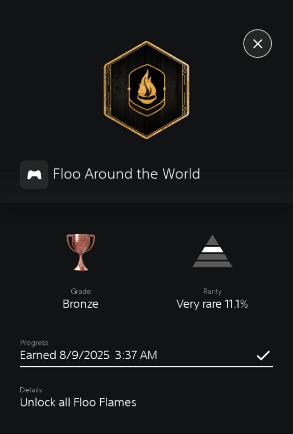 GameSlayer63's tweet photo. All The Floo Flames Are Done on Hogwarts Legacy #HogwartsLegacy #FlooFlames #Ps5 #AvalancheSoftware #WarnerBroGames #Trophy #Australia #TrophyIsDone #Playstation #Gamer #Gaming https://t.co/IRzUyKKM39