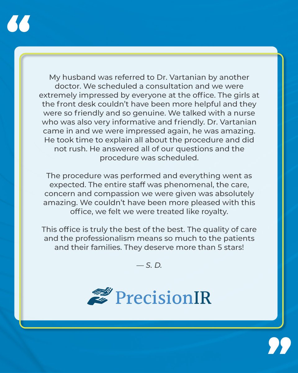 PrecisionIR (@precision_ir) on Twitter photo Thank you! The team is happy to have been able to help with your husband's health journey. Thank you! The team is happy to have been able to help with your husband's health journey.